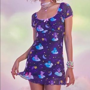 Purple Night Sky Care Bear Dress Cute Rave Aesthetic